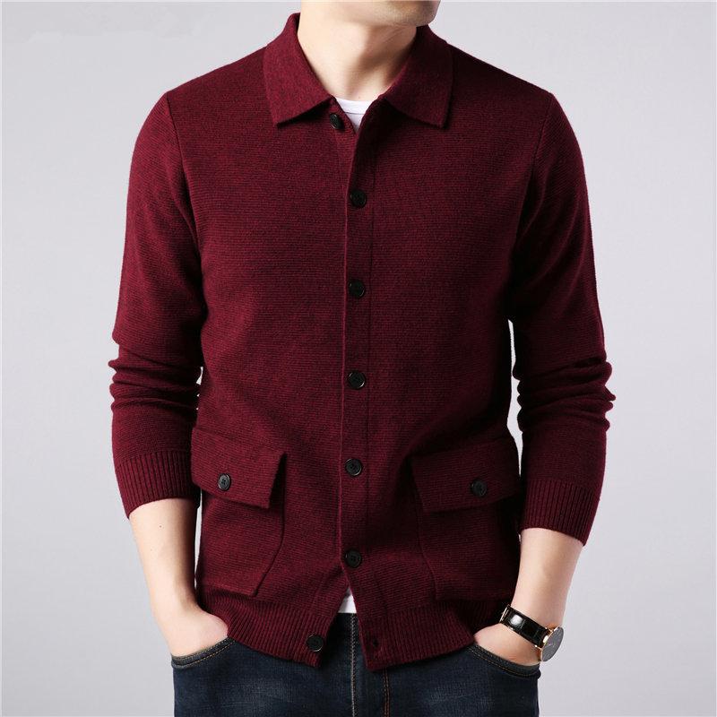 Drune | Strickjacke Gestrickte Wollmischung Slim Fit Knopfleiste & Kragen Taschen
