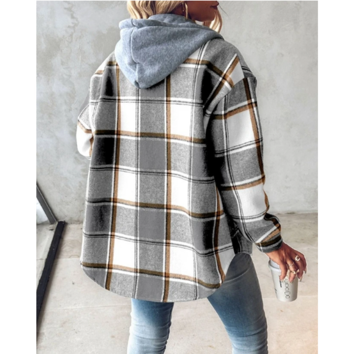 Drune | Hoodie Winter - Kariert & Mit Knopfverschluss
