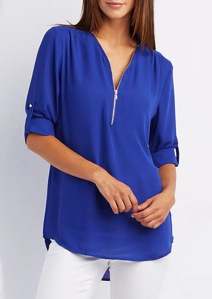 Drune | Chiffonbluse mit Reißverschluss