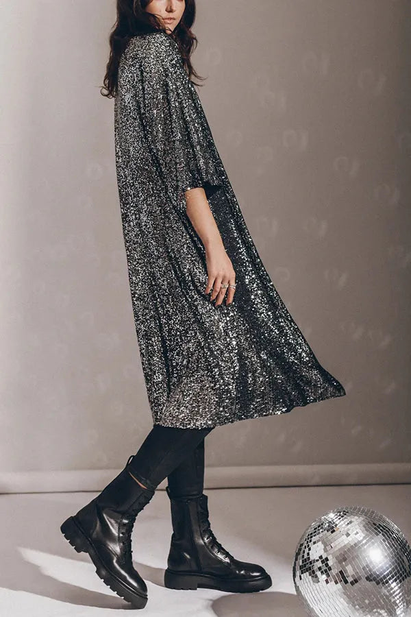 Drune | Glamour Kimono aus Pailletten mit Schlüsselloch