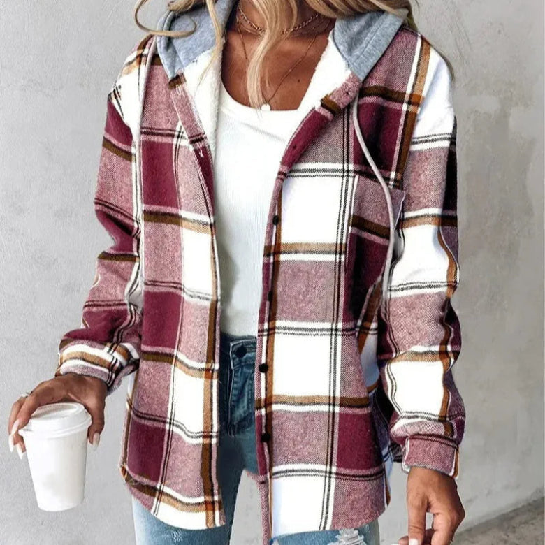Drune | Kariertes Kapuzen-Sommerjacke für Damen