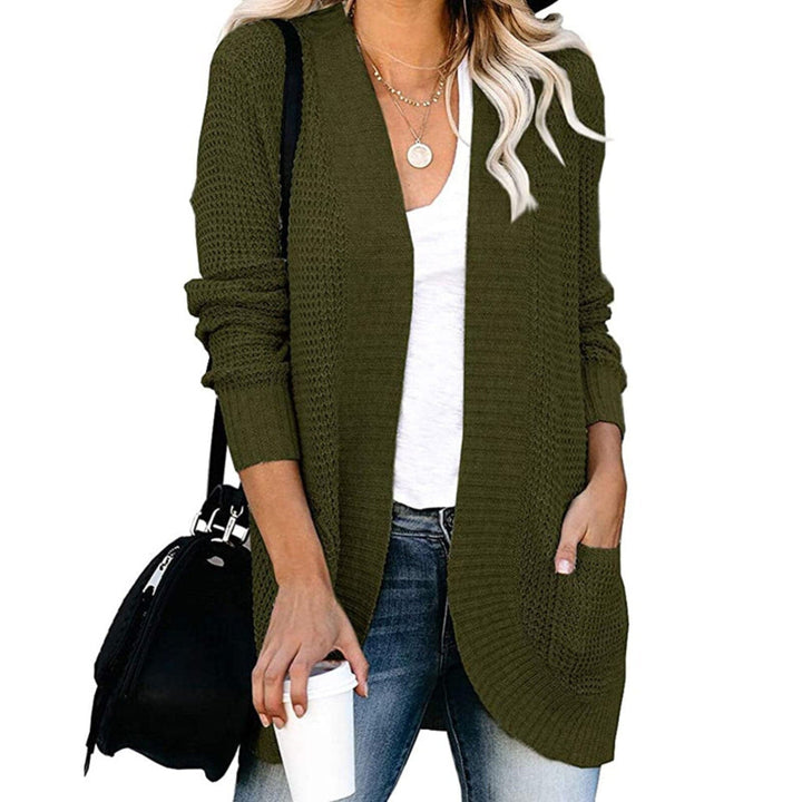 Drune | Strickjacke Weiches Strickmaterial Lockere Passform Offene Vorderseite Taschen Lange Ärmel