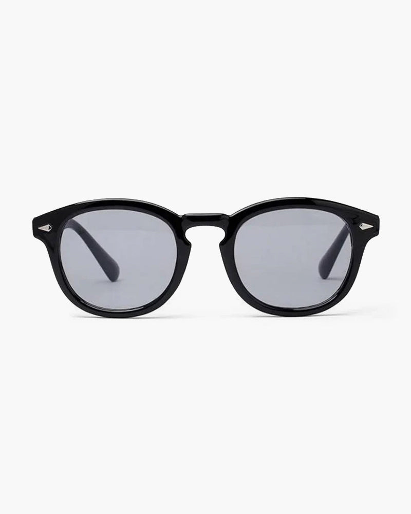 Drune | Schwarzer Rahmen Runde Sonnenbrille Für Männer