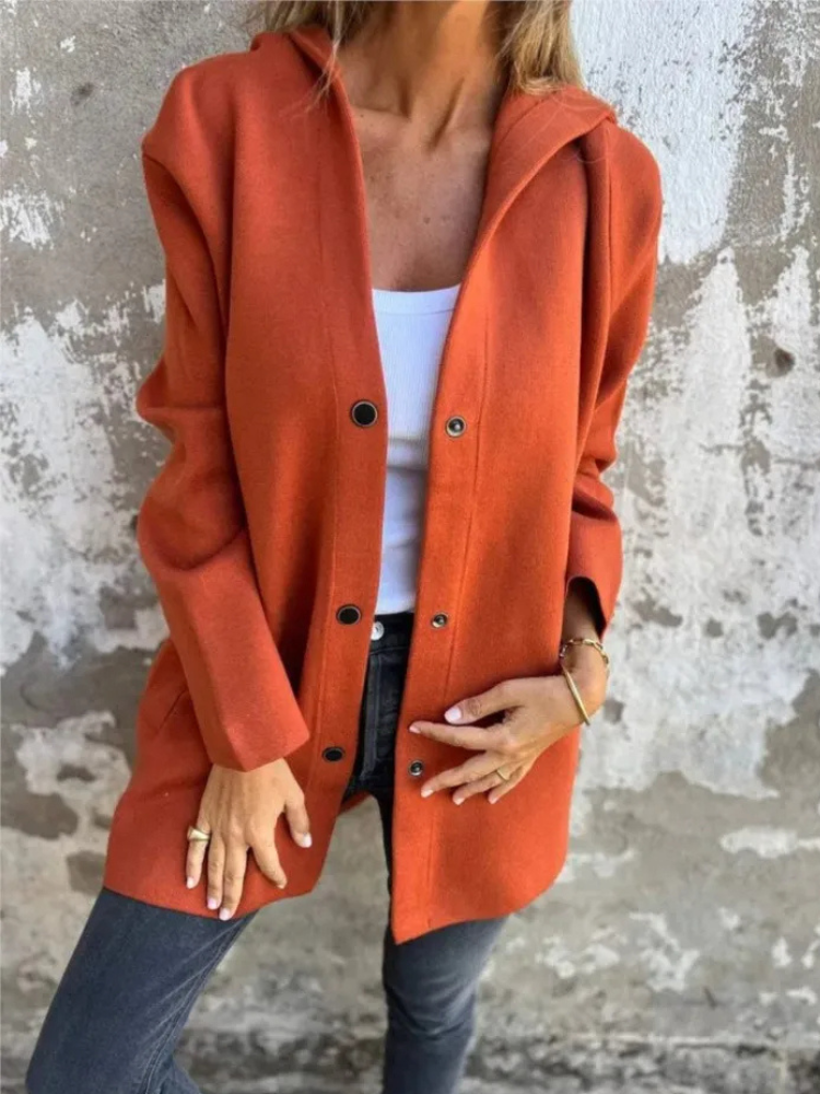 Drune | Lange Strickjacken Für Damen Eleganter Strickjacke Mit Kapuze Und Knöpfen
