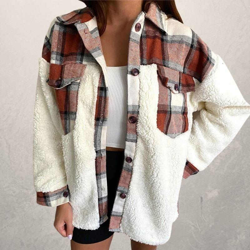 Drune | Karierter Fleece-Button-Down-Casual-Mantel