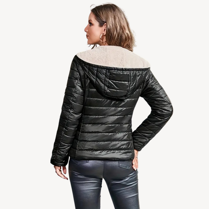Drune | Damen Pufferjacke mit Sherpa-Futter und Reißverschluss