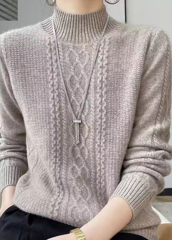 Drune | Gemütlicher Hoher Kragen Zopfmuster Pullover Ideal für den Winter