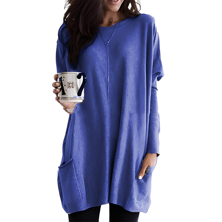 Drune | Bequemer langer Damenpullover mit Taschen