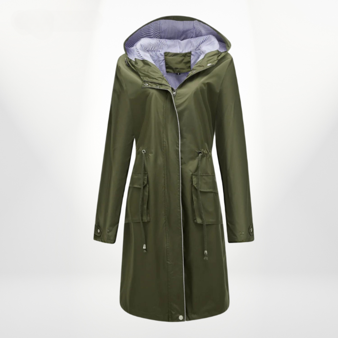 Drune | wasserdichter Über-Knie-Trenchcoat