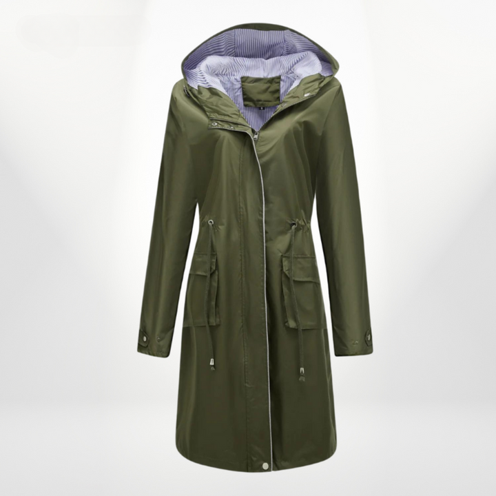 Drune | wasserdichter Über-Knie-Trenchcoat