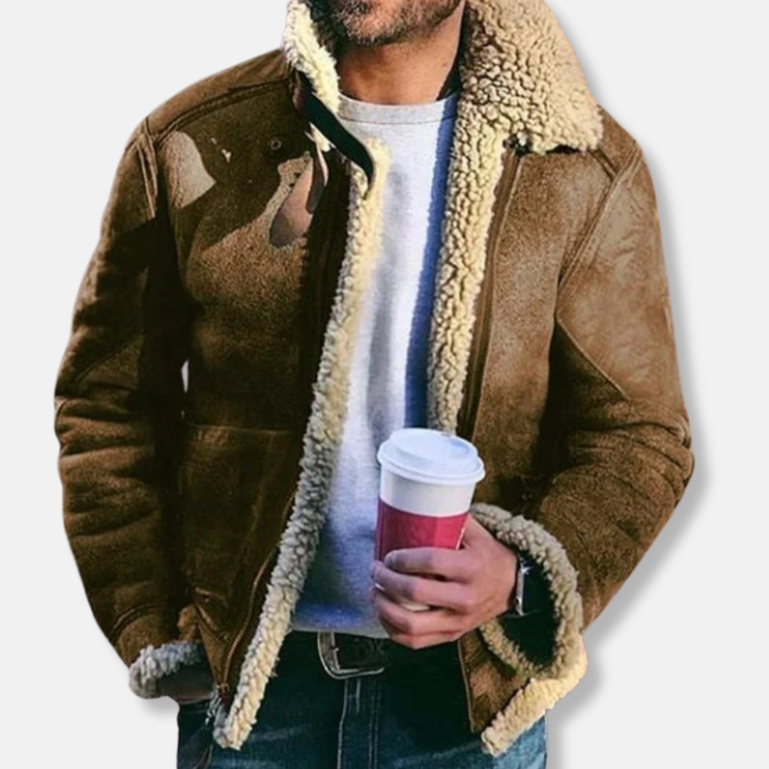 Drune | Wildleder Aviatorjacke - Mit Schaffell gefütterte Kragenjacke