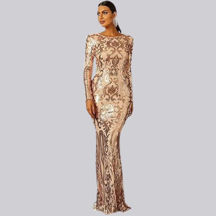 Drune | Abendkleid mit langen Ärmeln und Pailletten