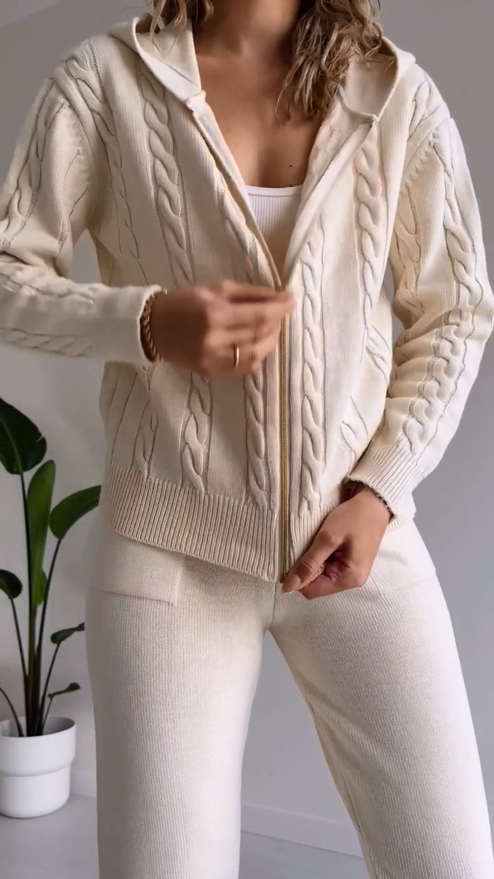 Drune | teilige gestrickte Lounge-Set - trendiger Hoodie und Jogginganzug für Damen