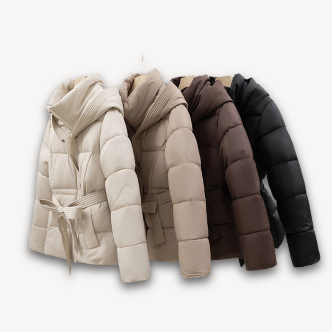 Drune | Damen Pufferjacke mit Kapuze und Gürtel