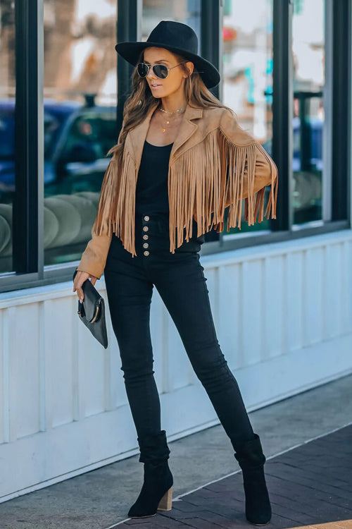 Drune | At Your Best Fransenkante Faux Suede Shacket