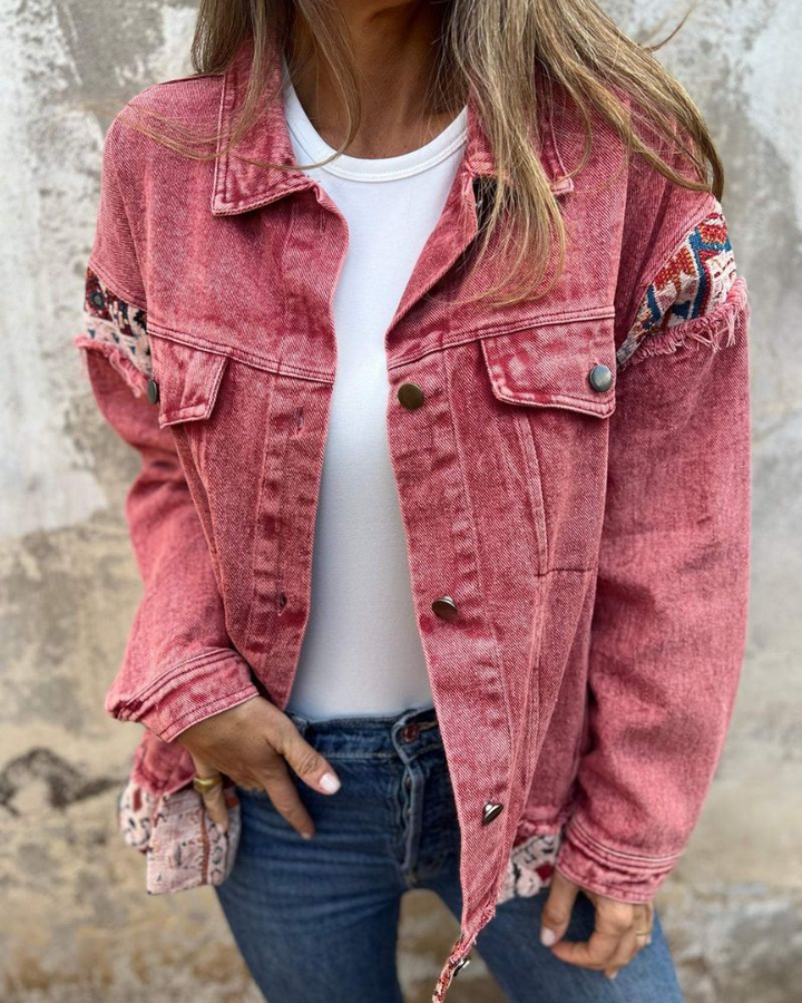 Drune | Jeansjacke mit Ethnischen Details