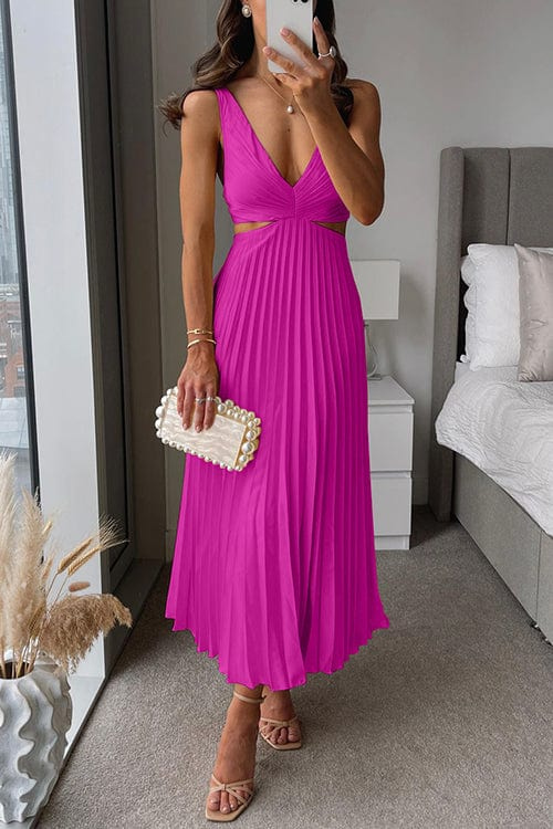 Drune | Damen Plissee Satin Kleid
