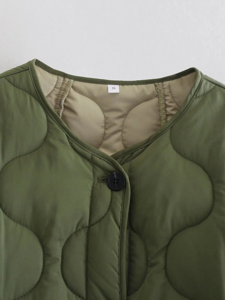 Drune | Trendy Olivgrüner Übergroßer Gestepptes Jacke für einen Stilvollen Look Ideal für Herbst/Winter
