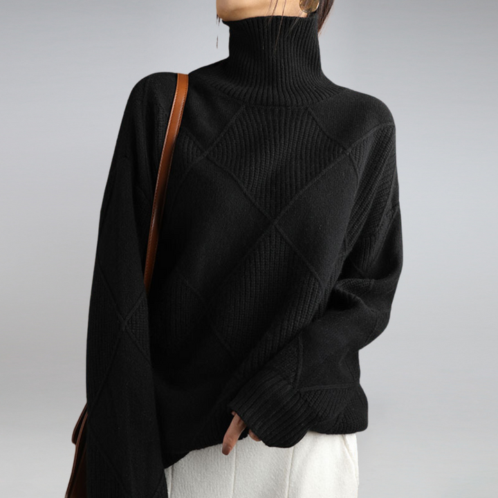 Drune | Damenpullover - Kaschmir Rollkragen Lockere Passform Pullover