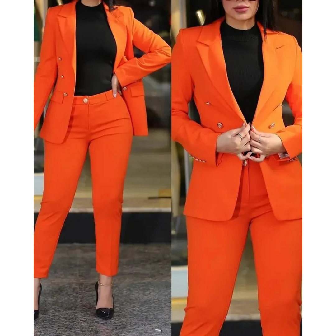 Drune | Doppelknopf Blazer & Hosen Satz Mit Taschen Für Frauen