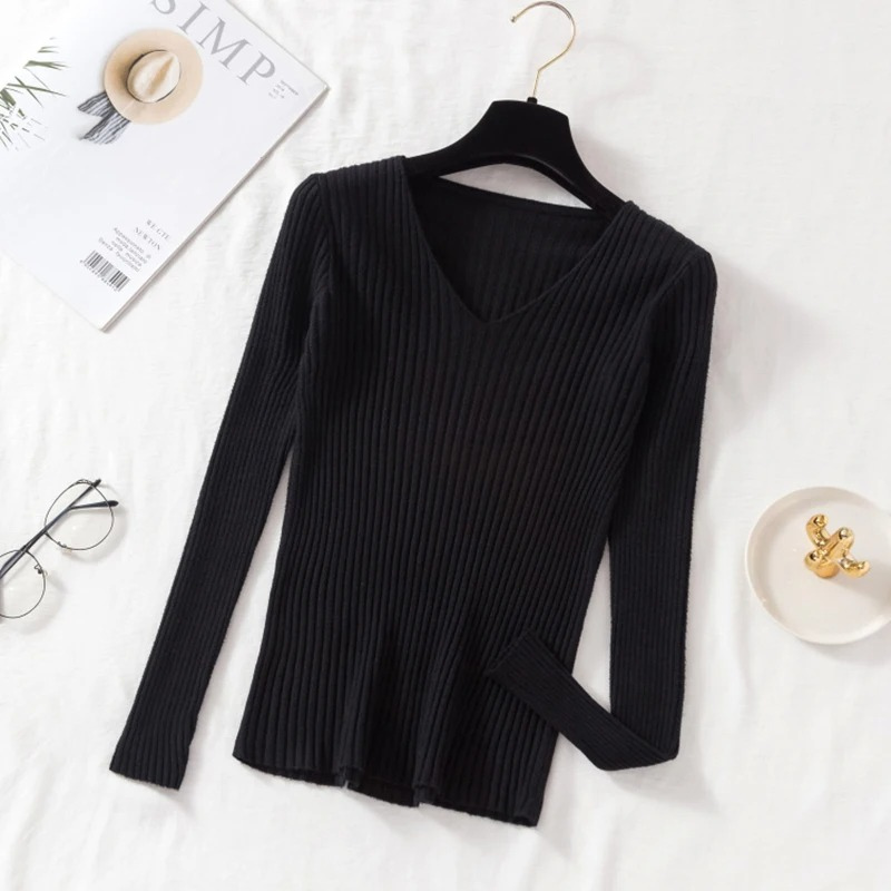 Drune | Pullover - Slim-Fit Rippstrick V-Ausschnitt Pullover