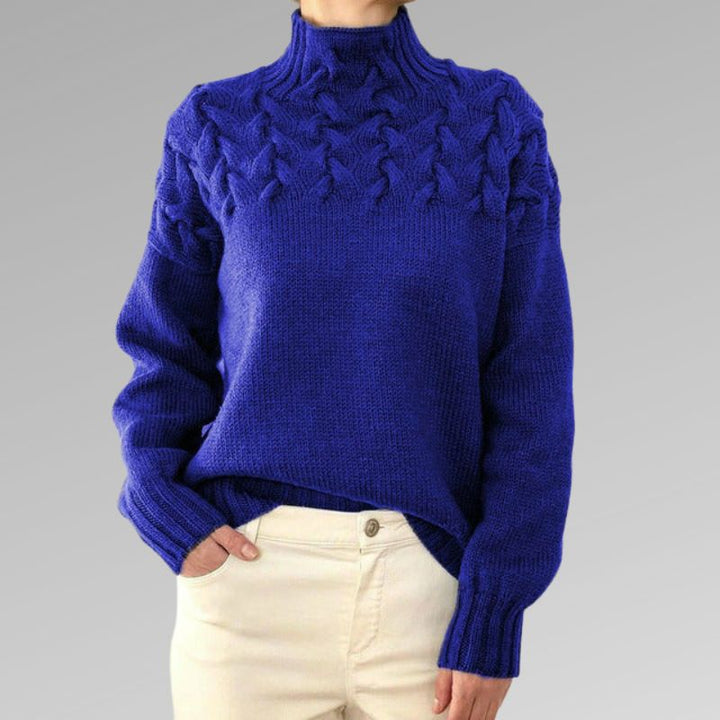 Drune | Strickpullover - Hoher Rollkragen - Zopfmuster - Lange Ärmel - Bequeme Passform