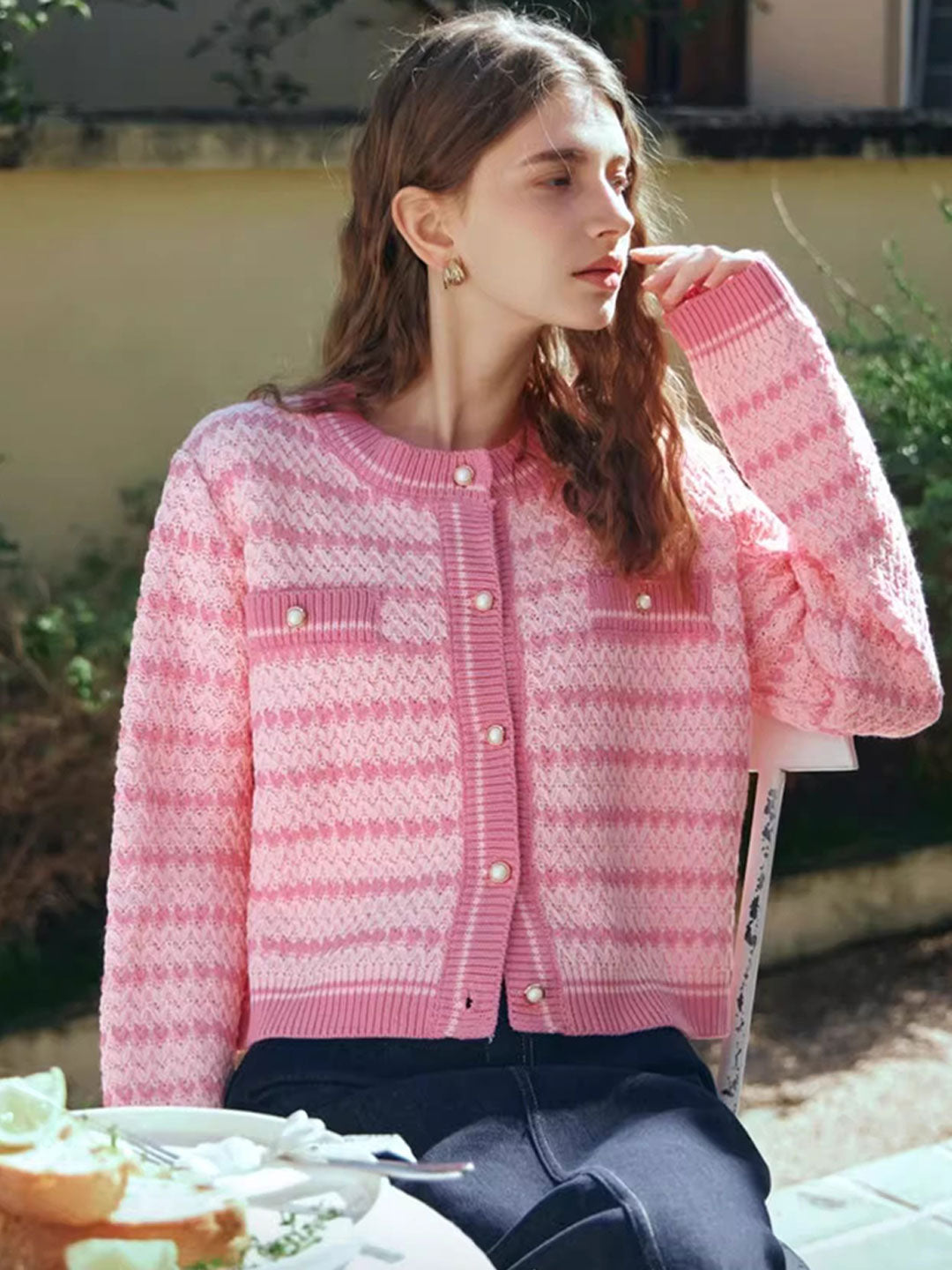 Drune | Rosa Strickjacke für Damen