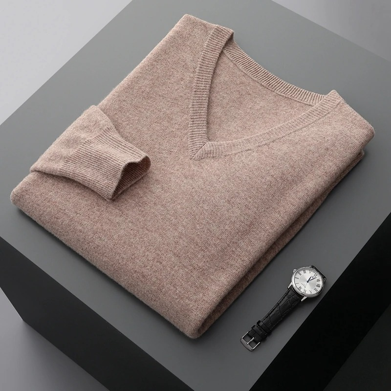 Drune Herren Pullover V-Ausschnitt langarm Strick