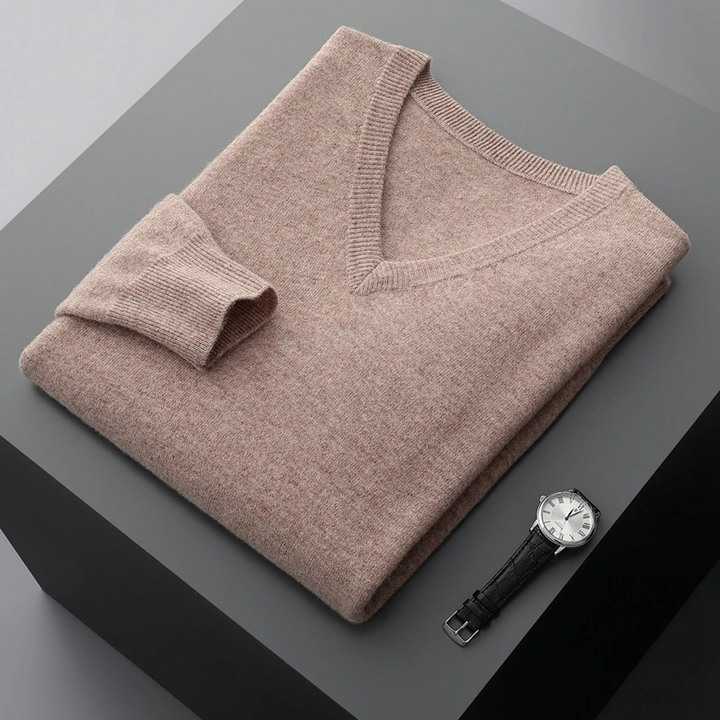 Drune Herren Pullover V-Ausschnitt langarm Strick