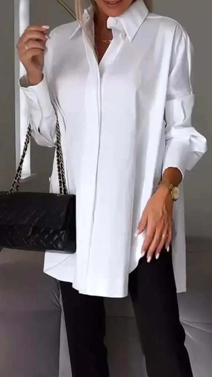 Drune | Oversized Shirt Bluse mit gerollten Ärmeln