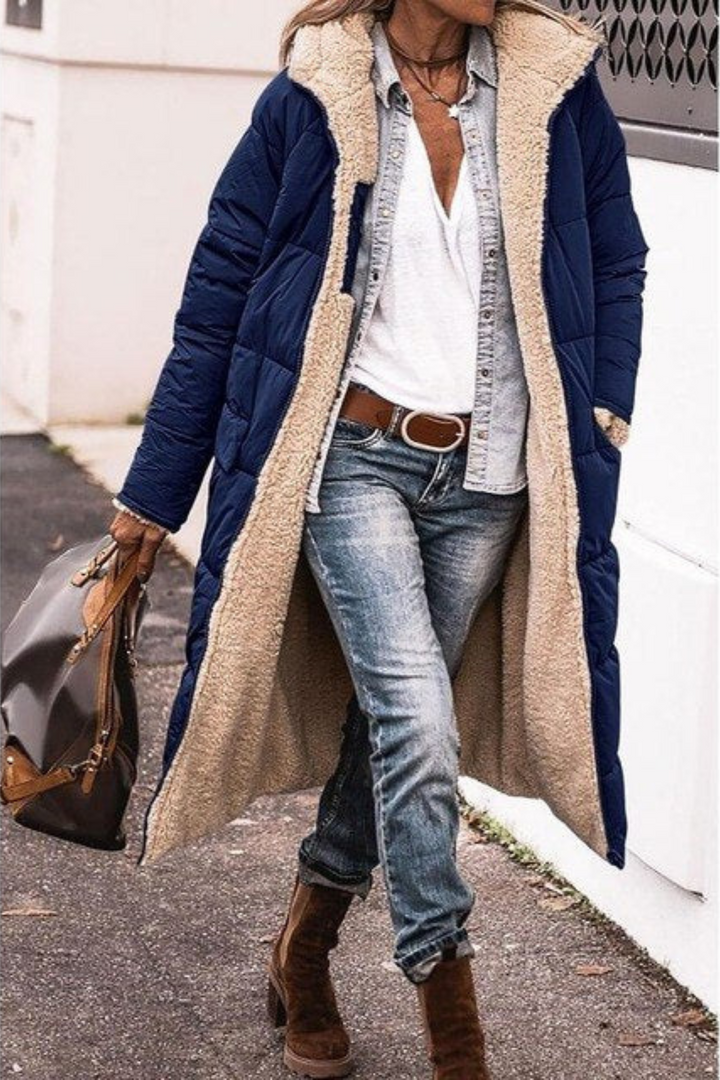 Drune | Warme Lange Jacke mit Kapuze