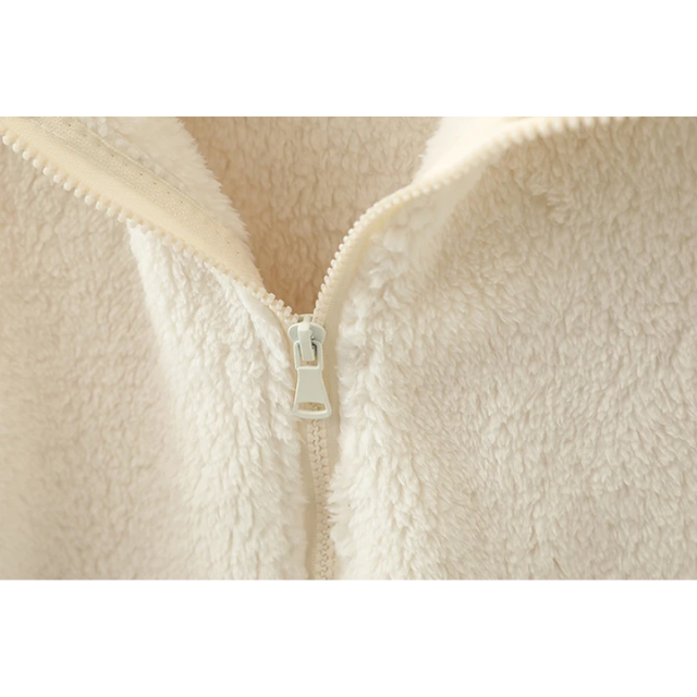 Drune | Weiche Sherpa Zip up Hohe Kragenjacke, Fleeceweste