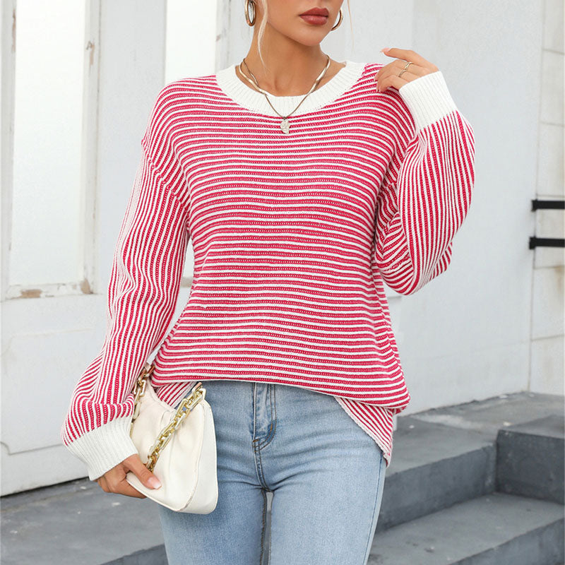 Drune | Gestreifter Strickpullover Mit Lässigem Schnitt