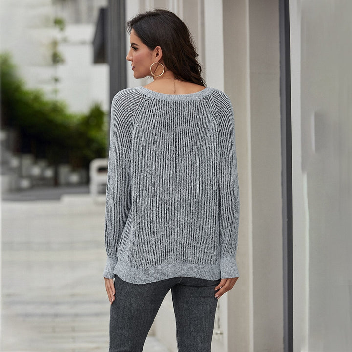 Drune | Strickpullover - Lockere Passform - V-Ausschnitt - Rippstruktur - Lange Ärmel