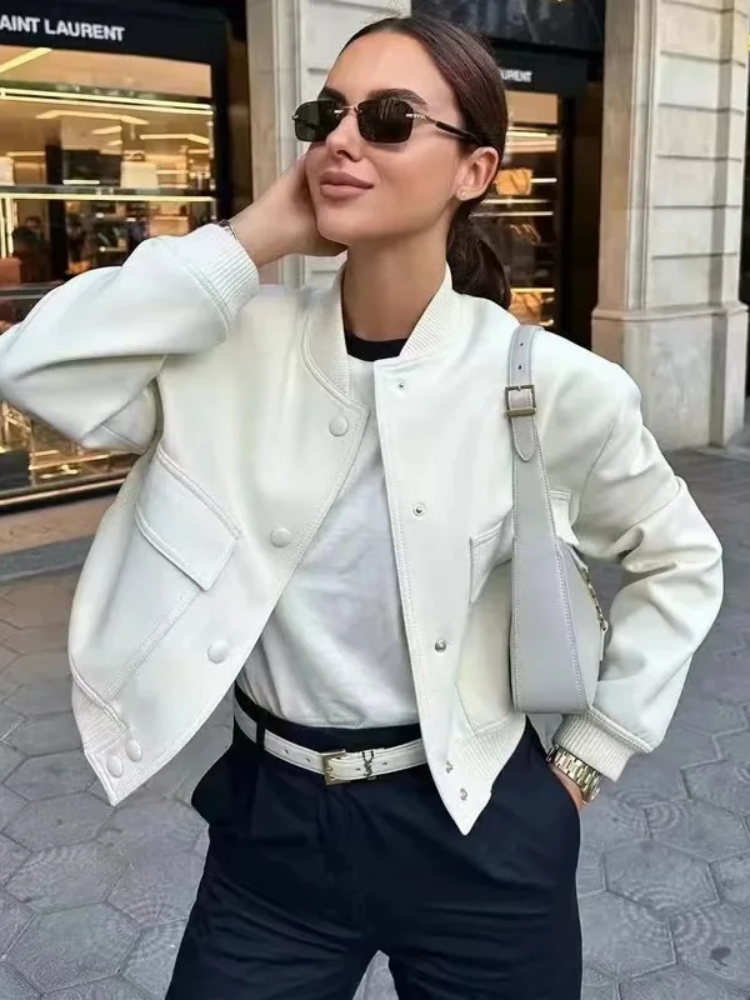 Drune | Damen Bomberjacke mit Druckknöpfen