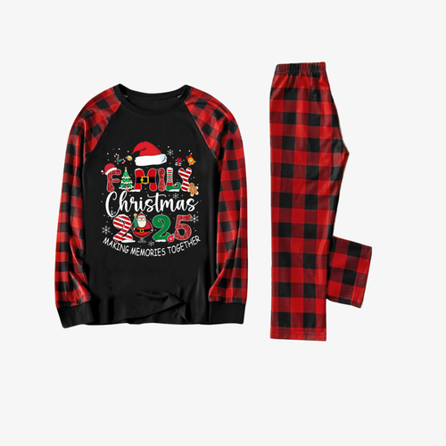 Drune | Rot und Schwarz Karierte Weihnachts-Pyjama-Set mit 