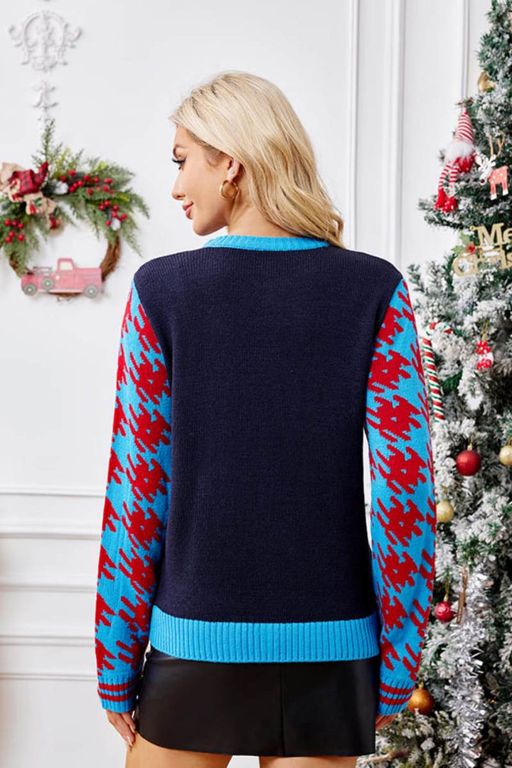 Drune | Lässige Weihnachtssocken Stickerei Strickpullover