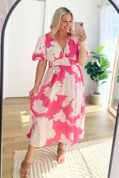 Drune | Real Love Print Puffärmel Maxi Kleid