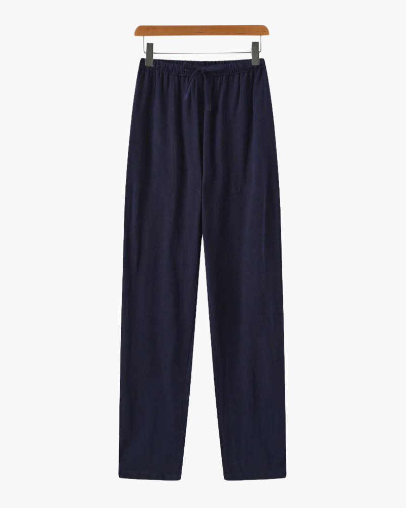 Drune | Leichte Slim Fit Herren Sommer Leinenhose Mit Kordelzug