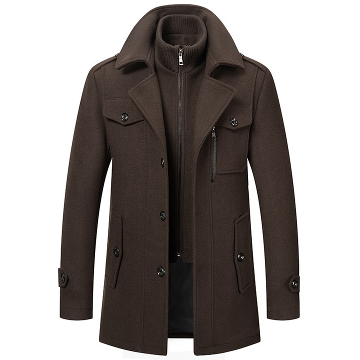 Drune | Lange Wolljacke mit Reißverschluss