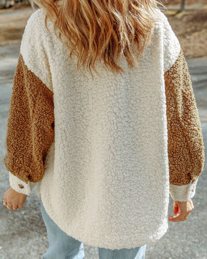 Drune | Color Block Sherpa-Jacke mit Taschen