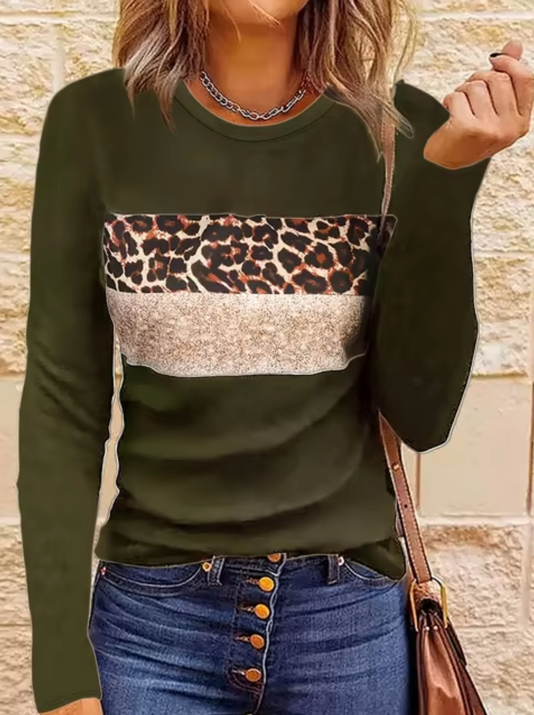 Drune | Langarm-T-Shirt mit Leopardenmuster