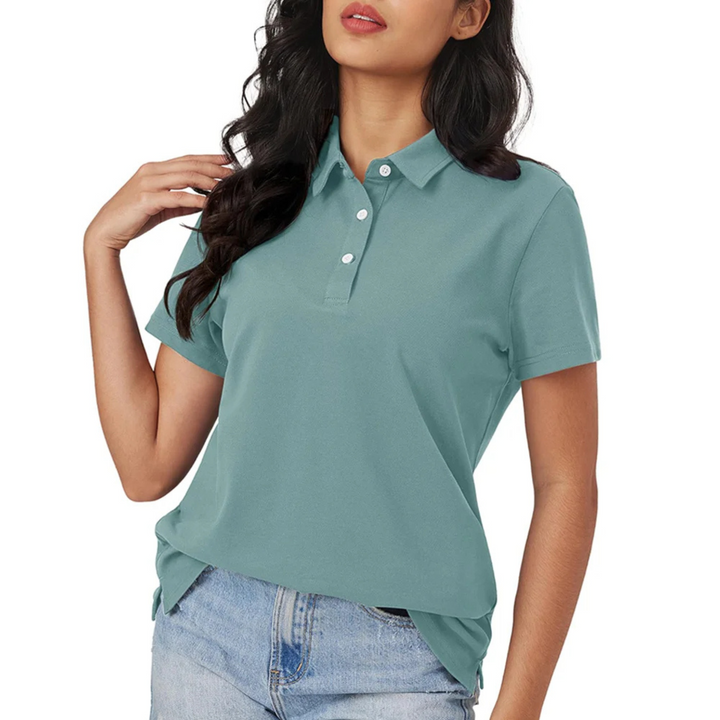 Drune | Blaue Seide Atmungsaktiv Leichtgewicht Damen Polo