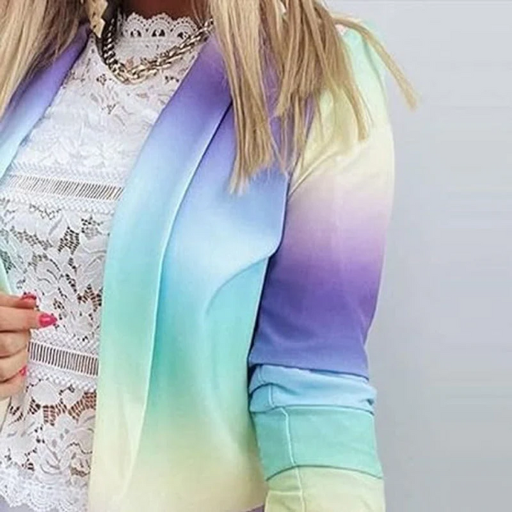 Drune | Damen Ombre Offene Front Blazer, Lange Ärmel, Lässige Passform