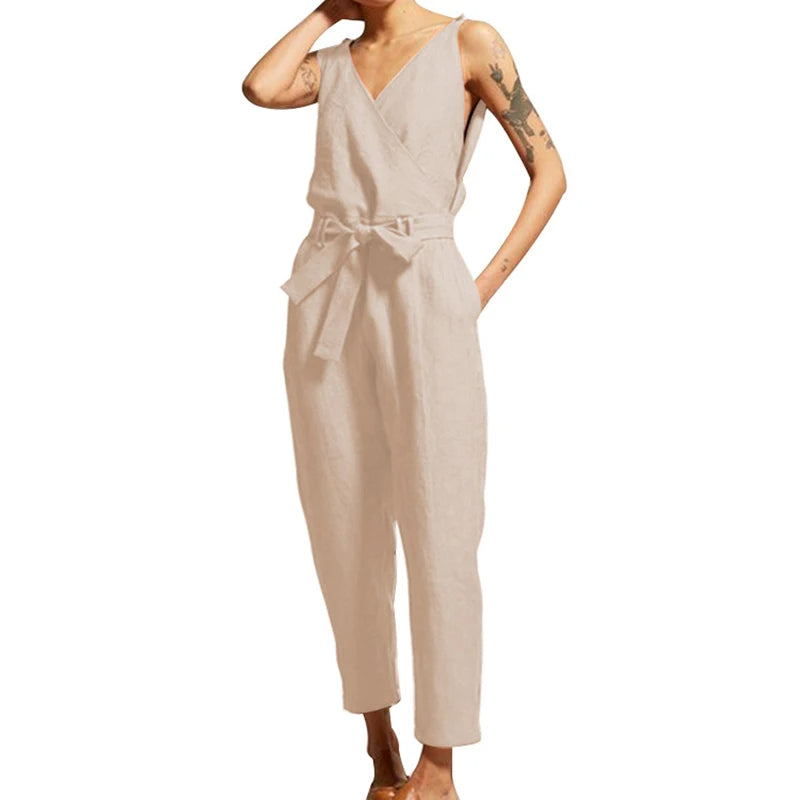 Drune | Baumwoll-Leinen-Trägerjumpsuit