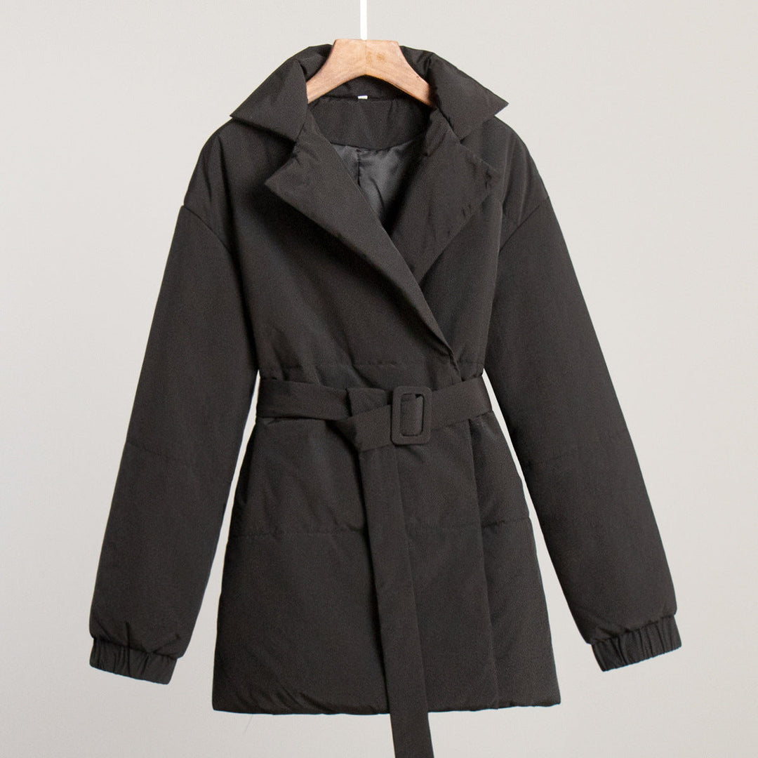 Drune | Stylischer Winter Baumwollmantel mit Gürtel