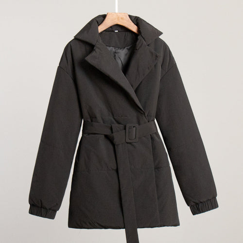 Drune | Stylischer Winter Baumwollmantel mit Gürtel