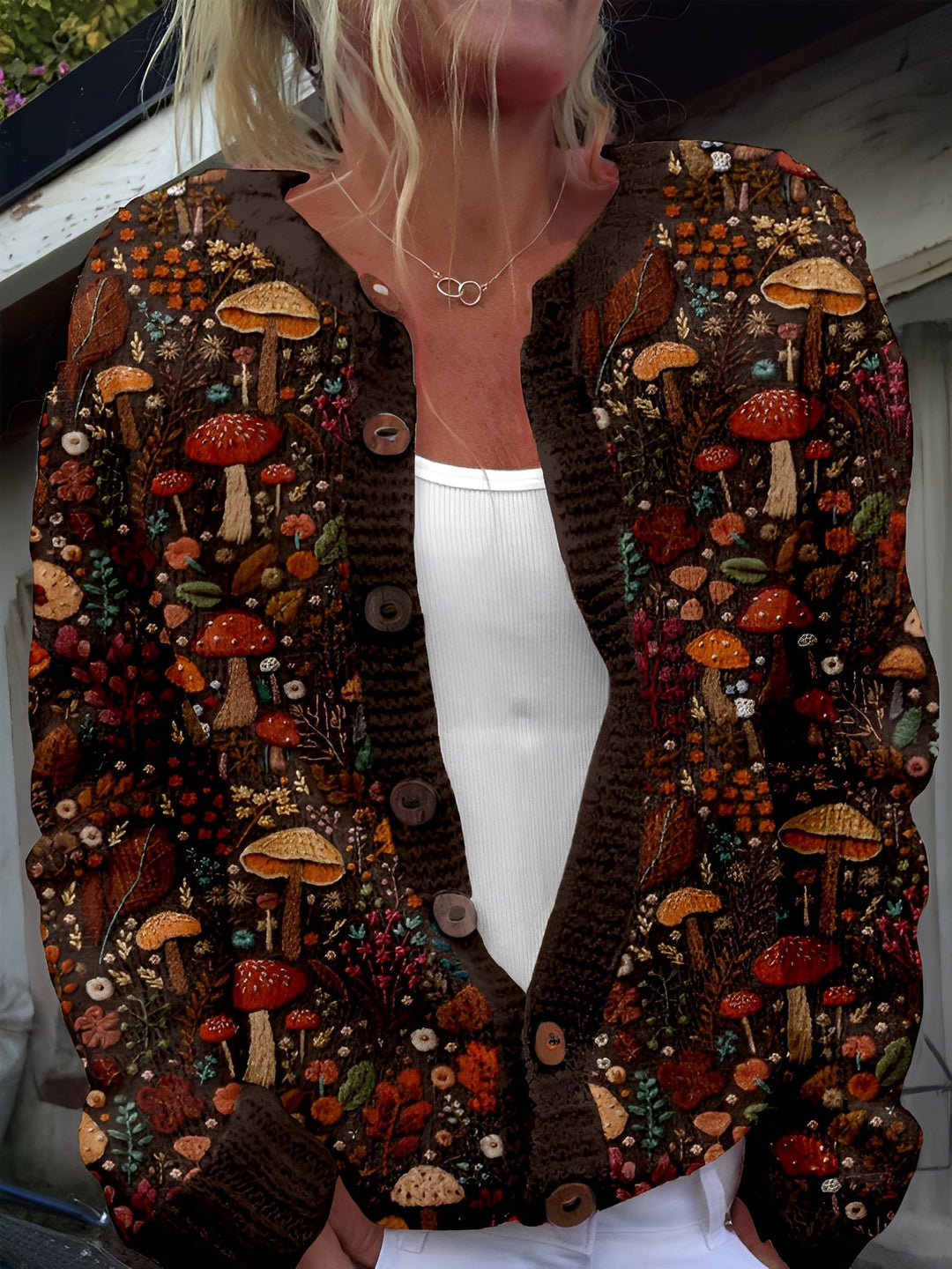 Drune | Stilvolle Strickjacke mit Blumenmuster für Frauen