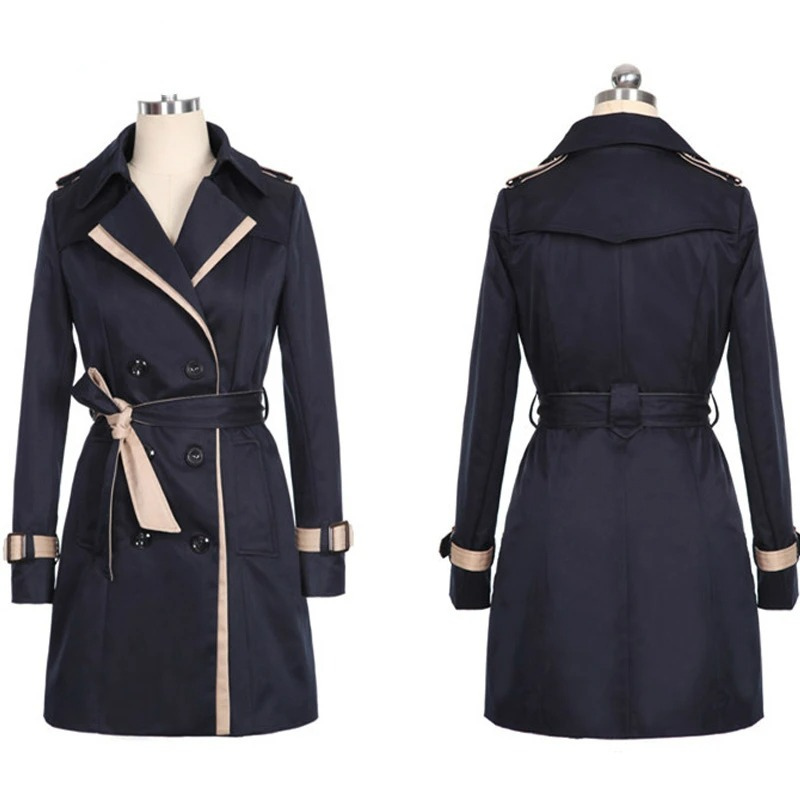 Drune | Eleganter Trenchcoat Damen Doppelreiher, Tailliert, Mittellang