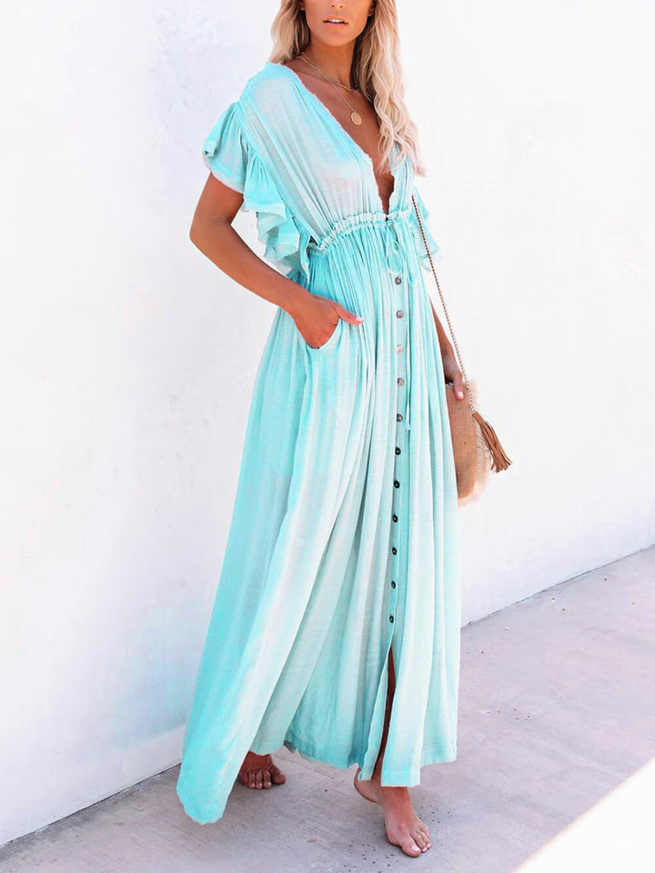 Drune | Stil Maxi Kleid mit Flatterärmeln für Frauen